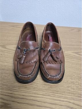Bass Brown Leather Loafers Kiltie Tassel Sz 9.5M 90s Preppy